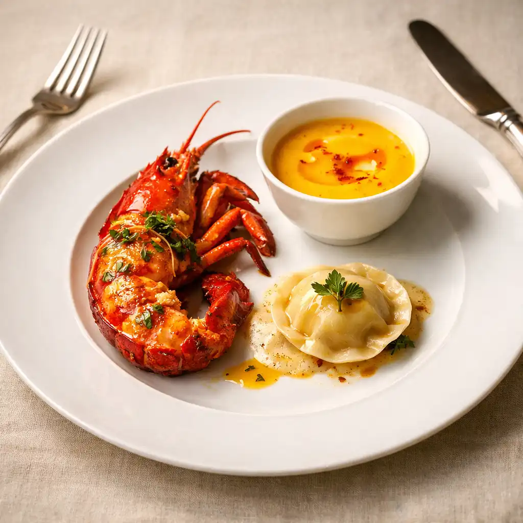 Homard en deux services, plat signature du chef