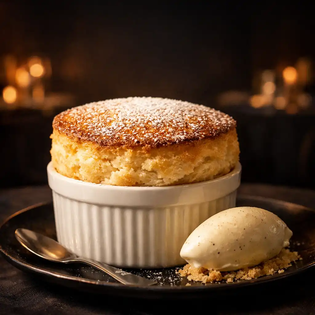 Soufflé au Grand Marnier, dessert signature du chef